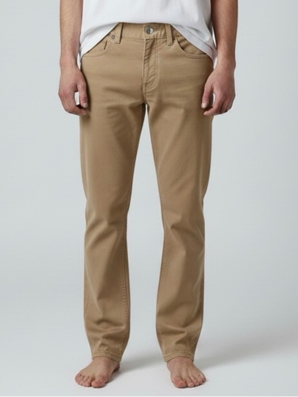 Forever 21 Khaki Cotton Blend Slim Fit Pants